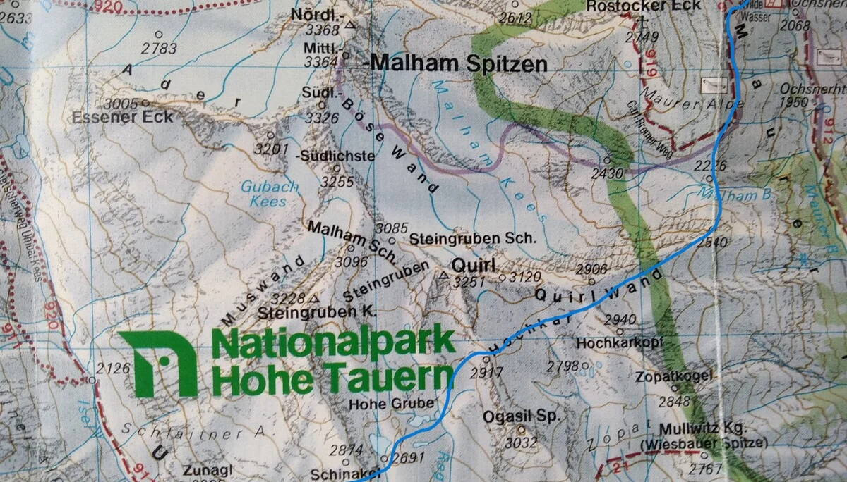 Alpenkönigroute von der Clarahütte zur EsRo-Hütte, ungefährer Verlauf | © Paul Hoffmann 2023