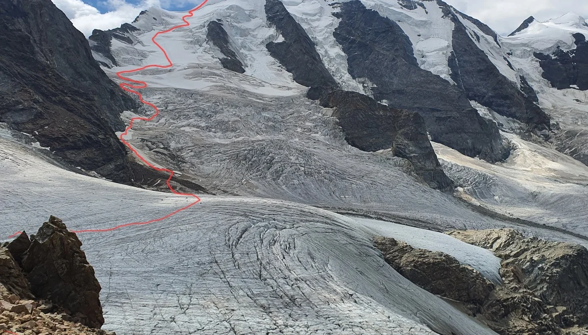 Besteigungsroute am Piz Palü | © Philipp Kloss 2023