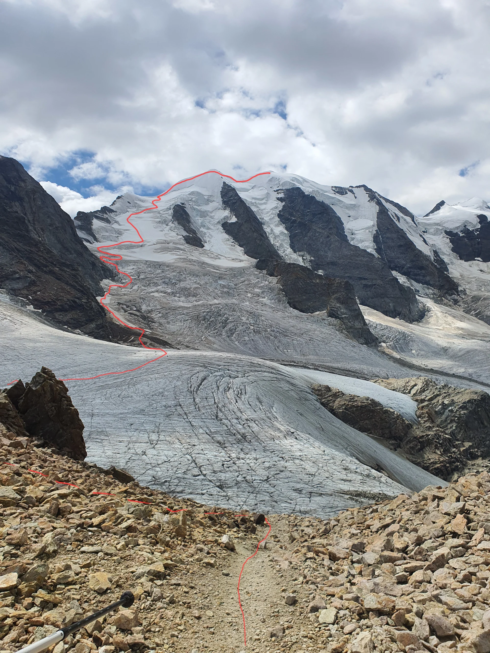 Besteigungsroute am Piz Palü | © Philipp Kloss 2023