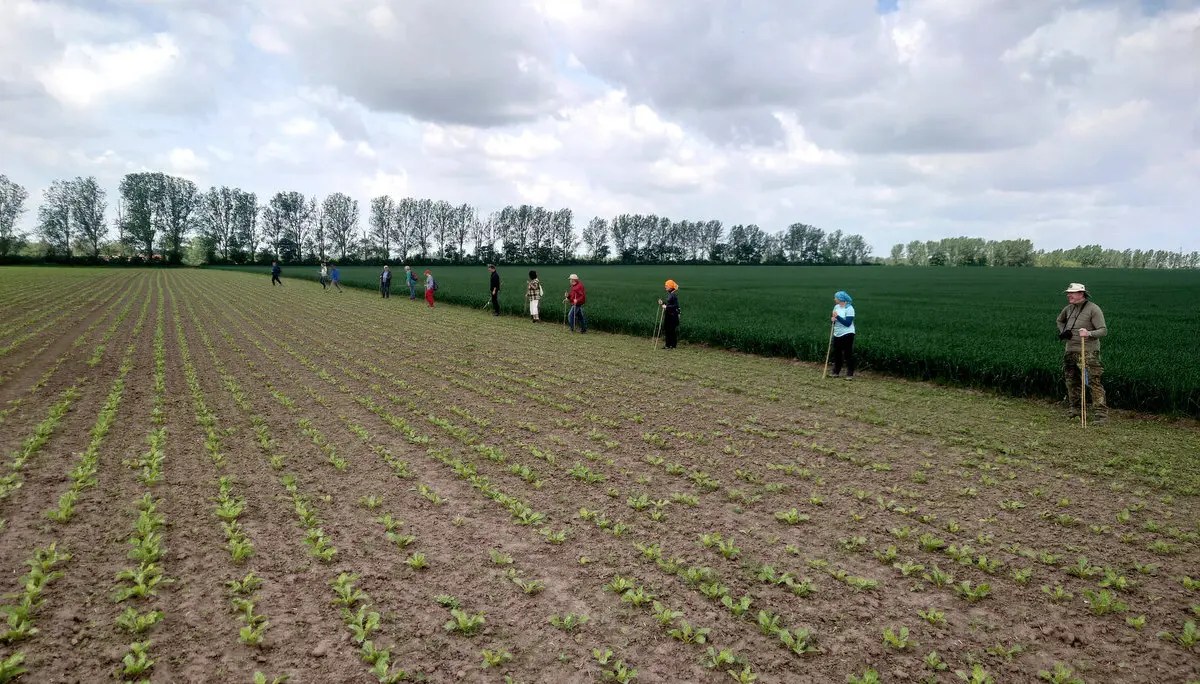 Aufstellung zum Ablaufen der Ackerfläche | © DAV Magdeburg